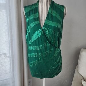 Green Sequin Sleeveless Top
